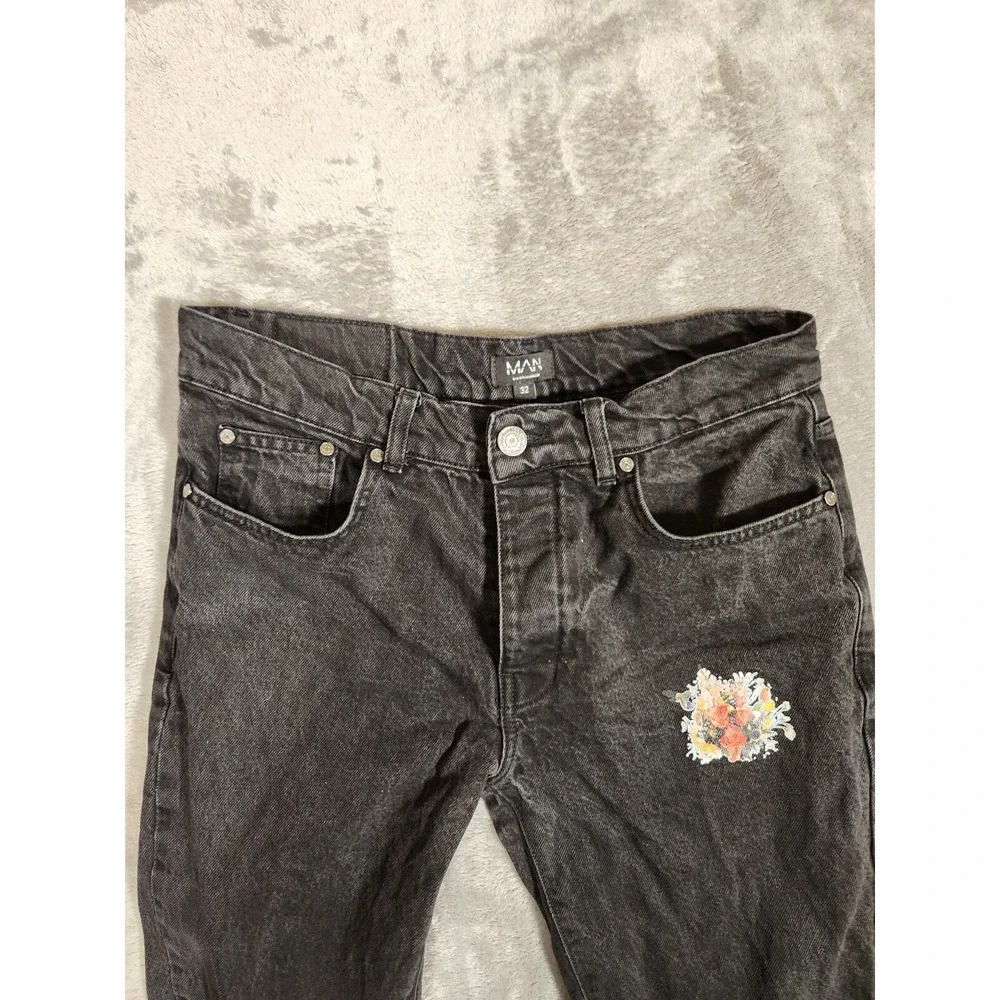 BoohooMan Jeans Mens 32X30 (Tag 32) Officialman Limited Edition Black Button Fly